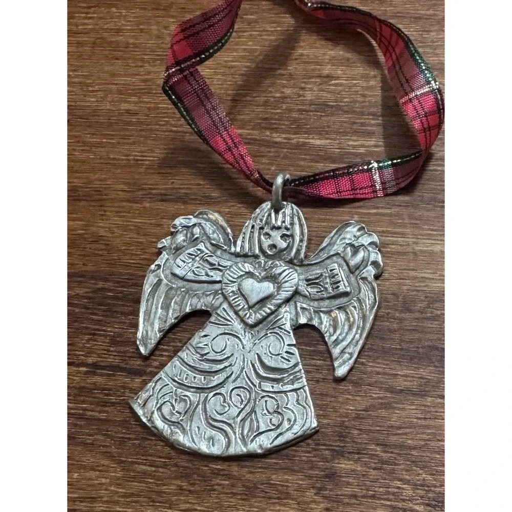 Vintage‎ Singing Angel Pewter Pendant Signed Marcie Charity